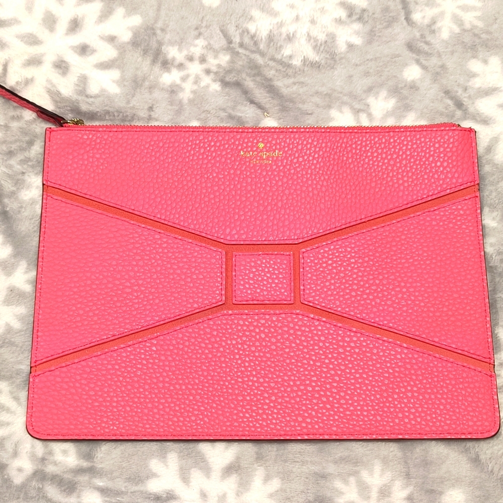 Kate Spade Coral Envelope Bag, Zipper Top, 10" x 7.5", EUC